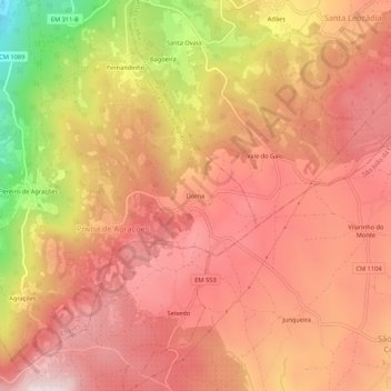 Mapa topográfico Dorna, altitud, relieve