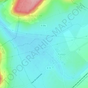 Mapa topográfico La Faucille, altitud, relieve