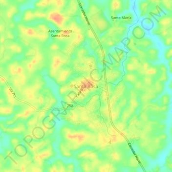 Mapa topográfico Santa Rosa, altitud, relieve