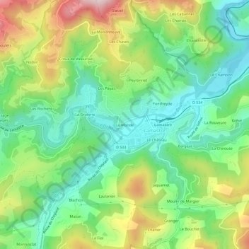 Mapa topográfico Le Monde, altitud, relieve