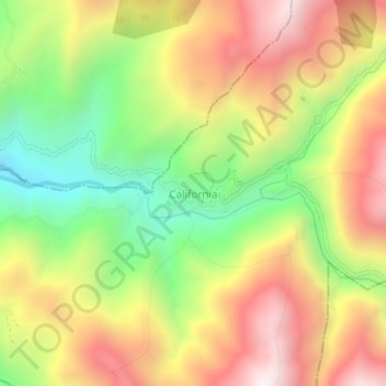Mapa topográfico California, altitud, relieve