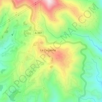 Mapa topográfico Zagaleta, altitud, relieve