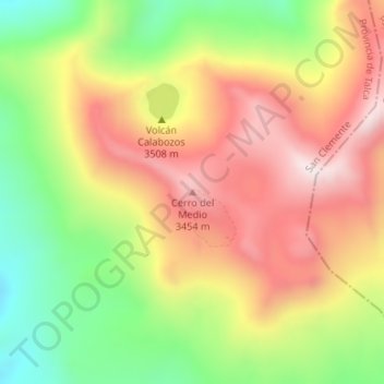 Mapa topográfico Cerro del Medio, altitud, relieve