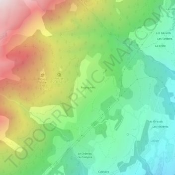 Mapa topográfico Folampelle, altitud, relieve