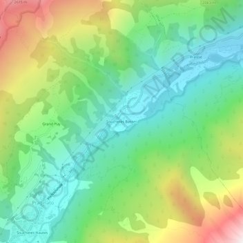 Mapa topográfico Soucheres Basses, altitud, relieve