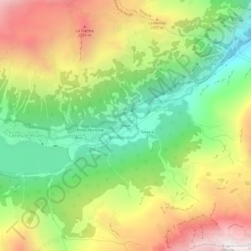 Mapa topográfico Prese, altitud, relieve