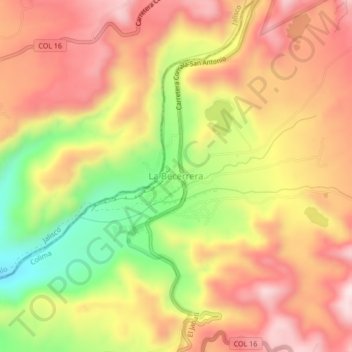 Mapa topográfico La Becerrera, altitud, relieve