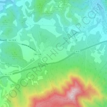 Mapa topográfico Irache, altitud, relieve