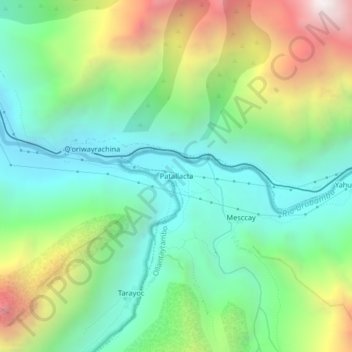 Mapa topográfico Patallacta, altitud, relieve