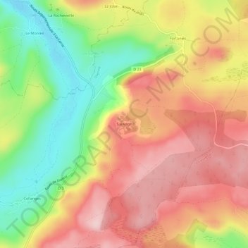 Mapa topográfico Sauvage, altitud, relieve