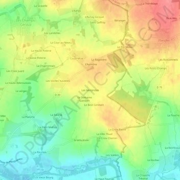 Mapa topográfico Les Morandais, altitud, relieve