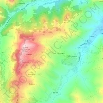 Mapa topográfico Quinzano, altitud, relieve