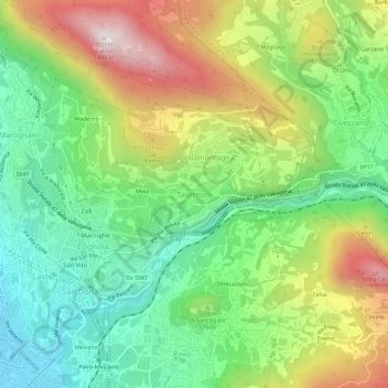 Mapa topográfico Tavernaro, altitud, relieve