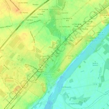 Mapa topográfico Garance, altitud, relieve