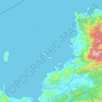 Mapa topográfico Pulau Pamanukan, altitud, relieve