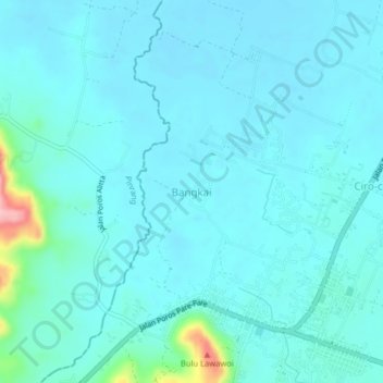 Mapa topográfico Bangkai, altitud, relieve