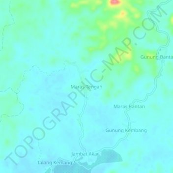 Mapa topográfico Maras Tengah, altitud, relieve