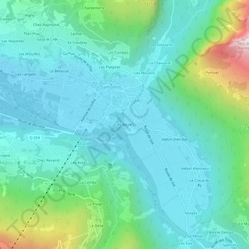 Mapa topográfico Les Beules, altitud, relieve