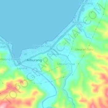 Mapa topográfico Ranoyapo, altitud, relieve