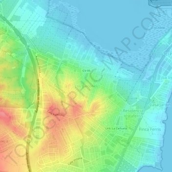 Mapa topográfico Los Balcones, altitud, relieve