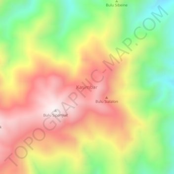 Mapa topográfico Kasimbar, altitud, relieve