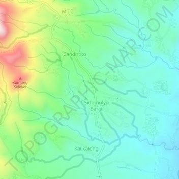 Mapa topográfico Windusari, altitud, relieve