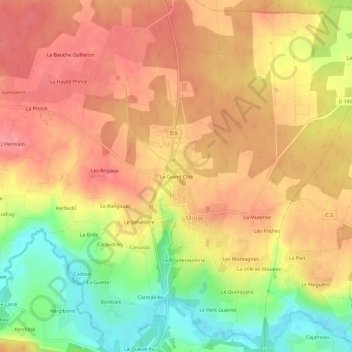 Mapa topográfico Le Grand Clos, altitud, relieve