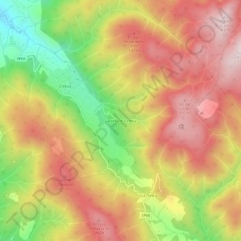 Mapa topográfico Castello di Cintoia, altitud, relieve