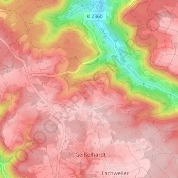 Mapa topográfico Haubühl, altitud, relieve