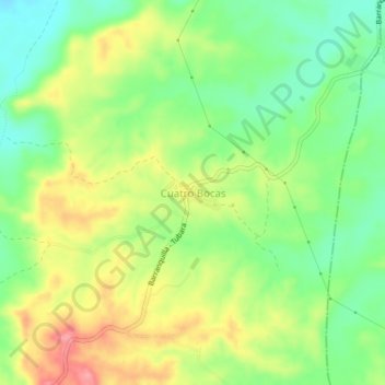 Mapa topográfico Cuatro Bocas, altitud, relieve
