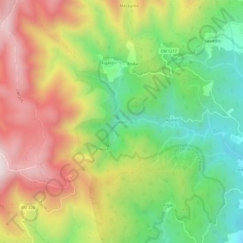 Mapa topográfico Vagem, altitud, relieve