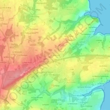 Mapa topográfico La Chiennais, altitud, relieve