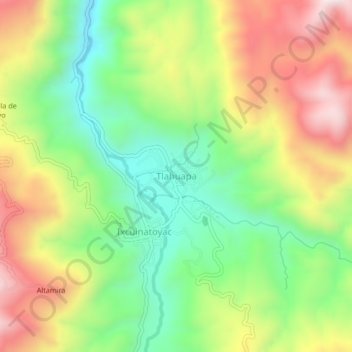 Mapa topográfico Tlahuapa, altitud, relieve