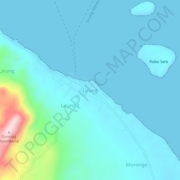 Mapa topográfico Lirung, altitud, relieve