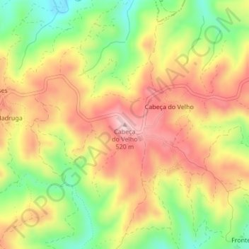 Mapa topográfico Cabeça do Velho, altitud, relieve