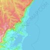 Mapa topográfico Wollongong, altitud, relieve
