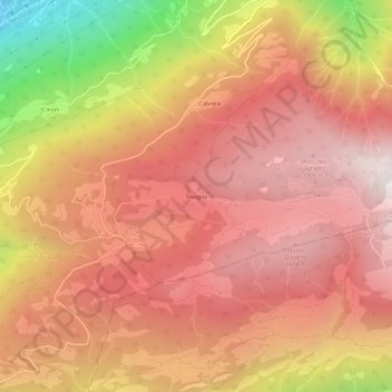 Mapa topográfico Trivigno, altitud, relieve