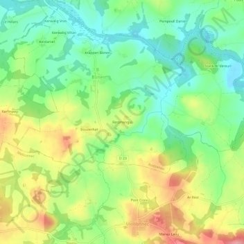 Mapa topográfico Restmengui, altitud, relieve