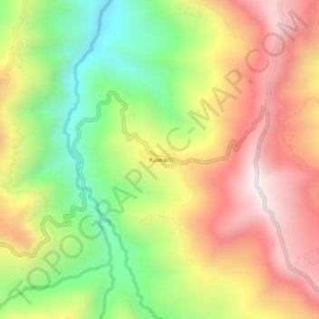 Mapa topográfico Kuwari, altitud, relieve