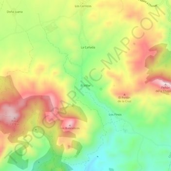 Mapa topográfico El Villar, altitud, relieve