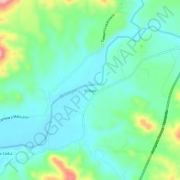 Mapa topográfico El Bajo, altitud, relieve