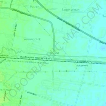 Mapa topográfico Pehserut, altitud, relieve