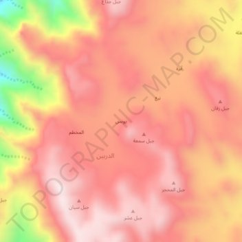 Mapa topográfico يونس, altitud, relieve