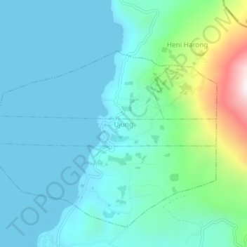 Mapa topográfico Ujung, altitud, relieve