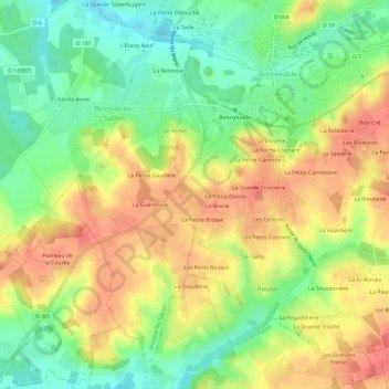 Mapa topográfico Le Petit Douet, altitud, relieve