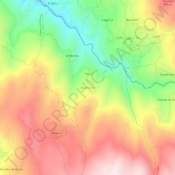 Mapa topográfico Ramires, altitud, relieve