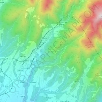 Mapa topográfico Il Pozzo, altitud, relieve