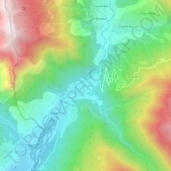 Mapa topográfico Colmars, altitud, relieve