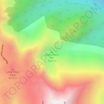 Mapa topográfico Bottomless Pit, altitud, relieve