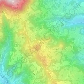 Mapa topográfico Castelvecchio, altitud, relieve